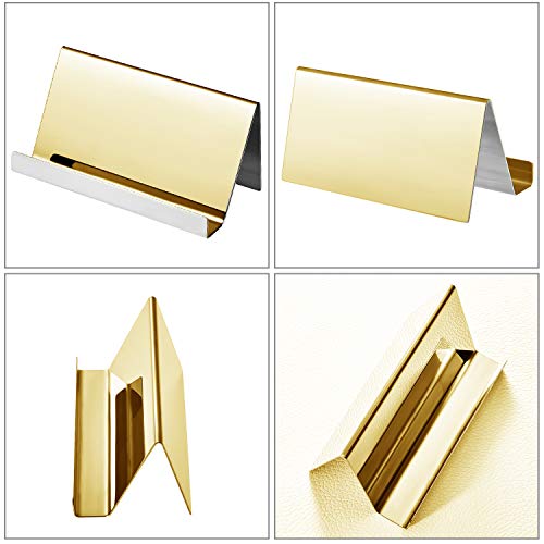 Maxdot 2 Pack Stainless Steel Business Cards Holders Desktop Credit Name Card Display Organizer for Business Mental Name Case Rack for Office Home Daily Use(Champagne Gold) - Image 4