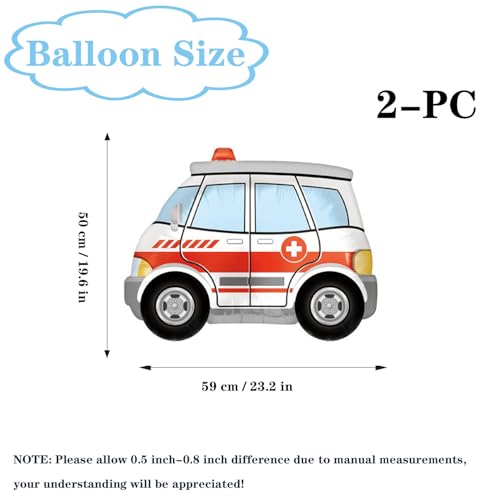 Yeodong Rescue Vehicle Balloons Ambulances Balloon Car Foil Balloons Children Gifts Birthday Balloons Doctors Party Favor Gift Supplies Birthday Party Rescue Theme Party Decoration 2 Pieces - Image 5
