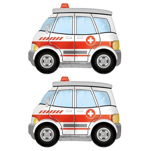 Yeodong Rescue Vehicle Balloons Ambulances Balloon Car Foil Balloons Children Gifts Birthday Balloons Doctors Party Favor Gift Supplies Birthday Party Rescue Theme Party Decoration 2 Pieces - Image 1