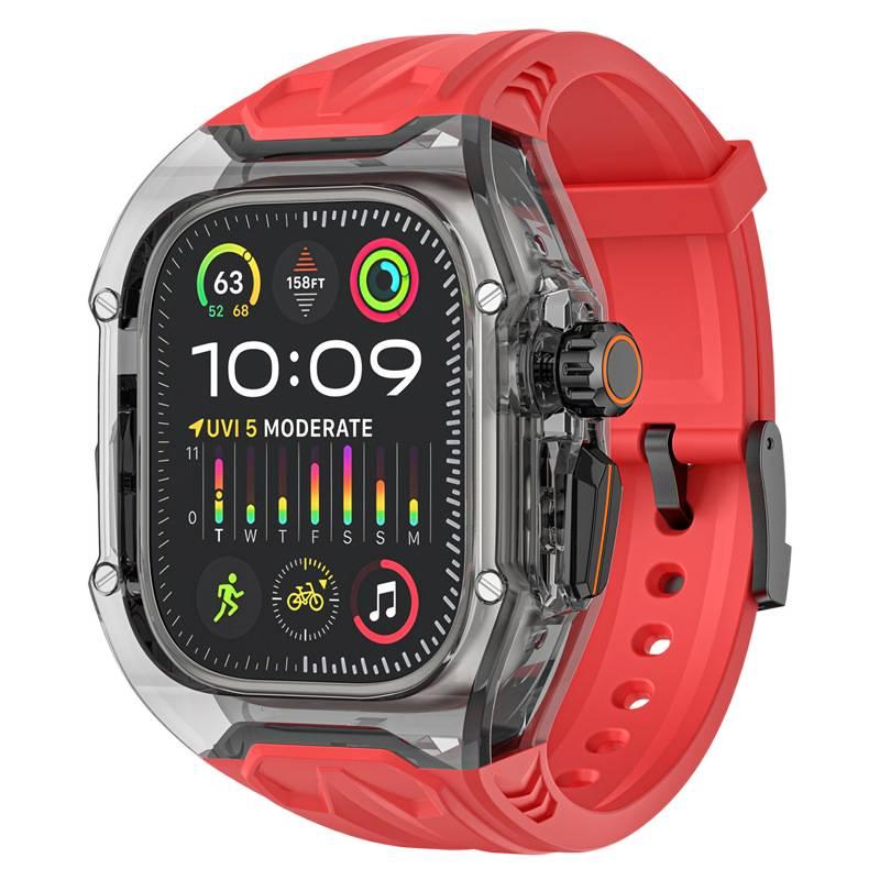 سوار ساعة ذكية مجموعة غطاء مع سوار متوافق مع Apple Watch بملاءمة قابلة للتعديل وحزام بديل للاستخدام اليومي باللون أحمر قابل للتعديل باللون الأحمر - Image 1