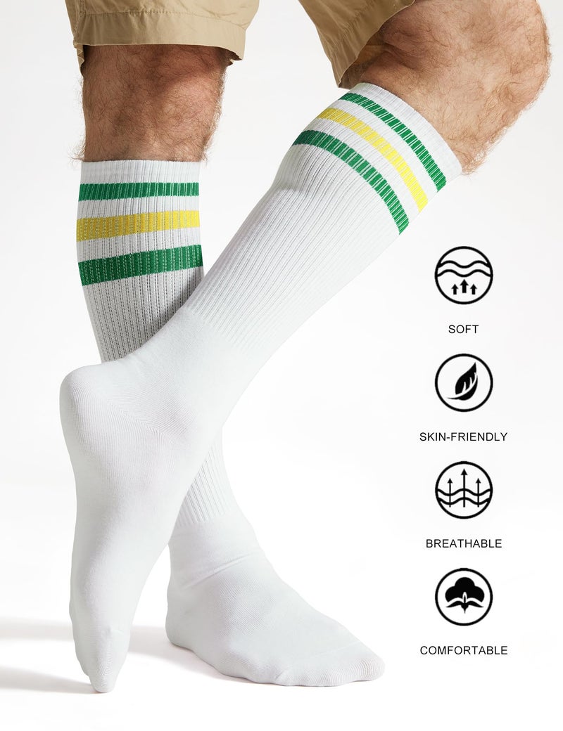 Joulli White Knee High Retro Striped Tube Long Socks Over the Calf Cotton Knee Socks 2 Pairs - Image 2