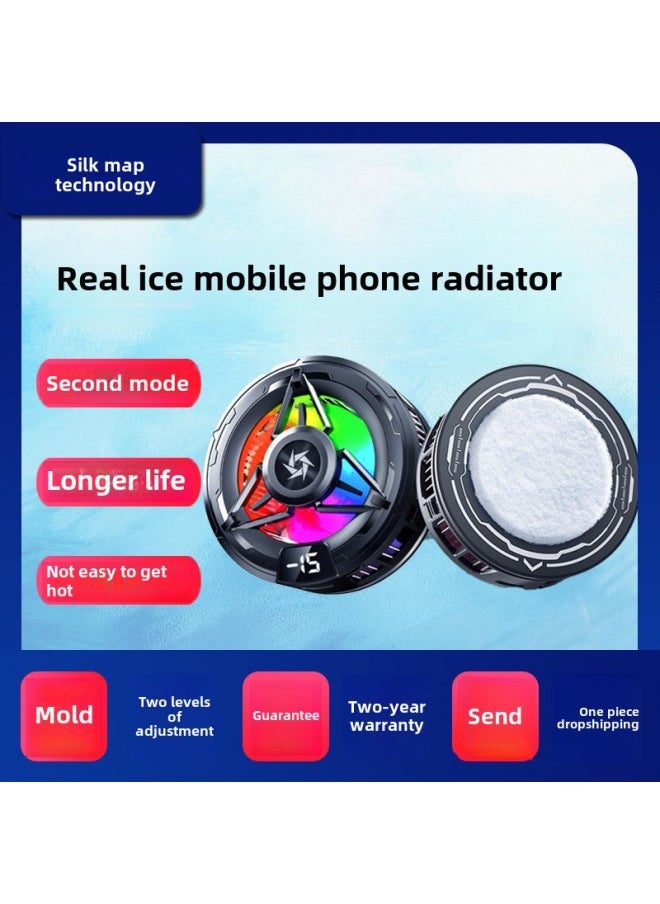 Generic Mobile Phone Radiator Magnetic Suction Semiconductor Refrigeration Cooling Suitable For huawei For Apple Live E-sports Mobile Phone Radiator-Color:Black Sl-59 Regular [ice Style] + Finger Cots  - Image 2
