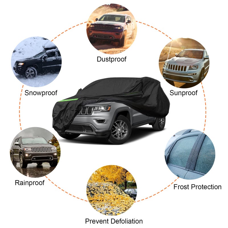 SPORTULI Waterproof Car Covers Replace for 2011-2025 Jeep Grand Cherokee, 6 Layers Custom-Fit Outdoor All Weather Full Car Covers with Zipper Door for Snow Rain Dust Hail Protection - Image 5