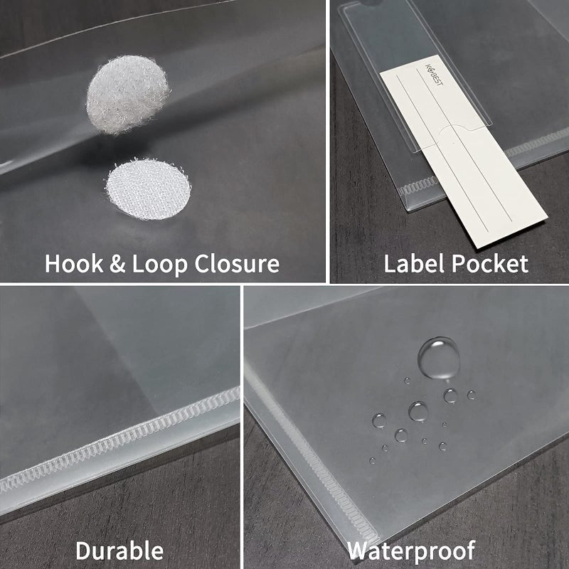 YoeeJob A5 Plastic Clear Envelopes Folder with Hook & Loop Closure 6x10" Invoice Receipt Cash Organization with Label Pocket 12pcs - Image 5