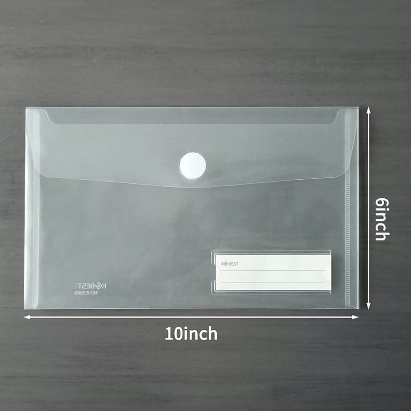 YoeeJob A5 Plastic Clear Envelopes Folder with Hook & Loop Closure 6x10" Invoice Receipt Cash Organization with Label Pocket 12pcs - Image 2