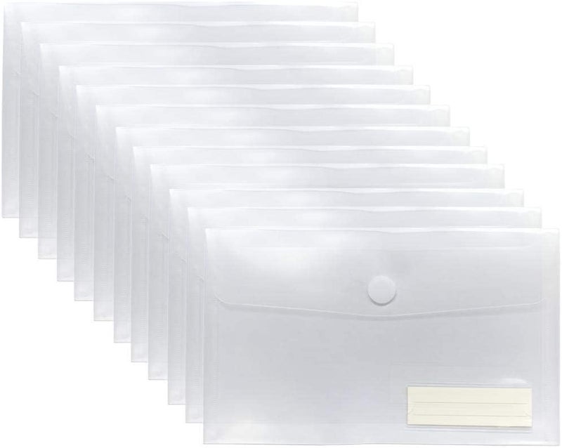 YoeeJob A5 Plastic Clear Envelopes Folder with Hook & Loop Closure 6x10" Invoice Receipt Cash Organization with Label Pocket 12pcs - Image 4