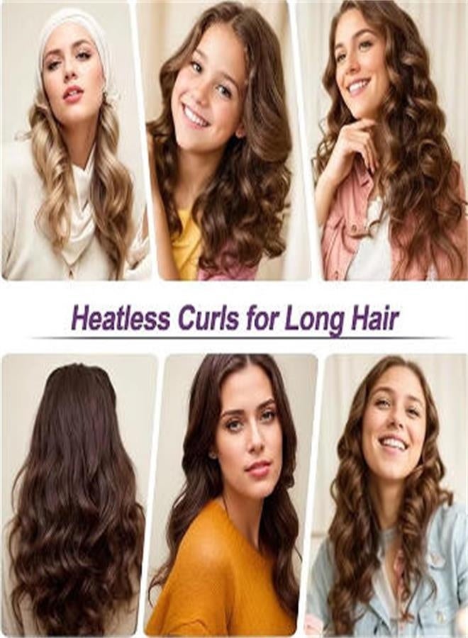Khaki 4-Pack Heatless Curling Rods Set - Includes Silk Scarf & Clips for Overnight Natural Waves - Image 4