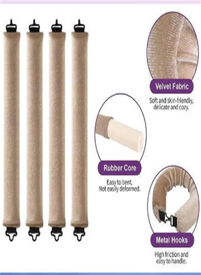 Khaki 4-Pack Heatless Curling Rods Set - Includes Silk Scarf & Clips for Overnight Natural Waves - Image 2
