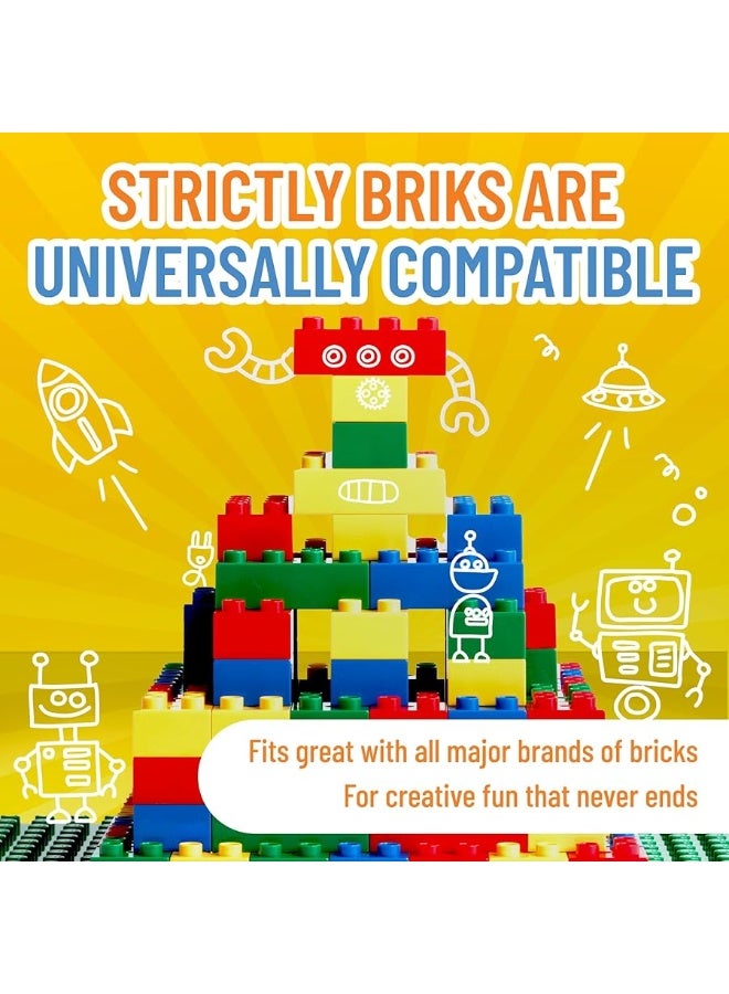 Strictly Briks لعبة ستريكتلي بريكس كتل بناء كبيرة للأطفال والرضع، مجموعة كتل كبيرة للأعمار من 3 سنوات وما فوق، متوافقة 100% مع جميع العلامات التجارية الكبرى، أزرق، أخضر، أحمر، وأصفر، 108 قطع - Image 3