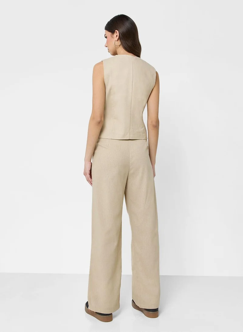 Ginger  Button Down Waistcoat & Relaxed Fit Pant Coord Set for Women | Best Price UAE