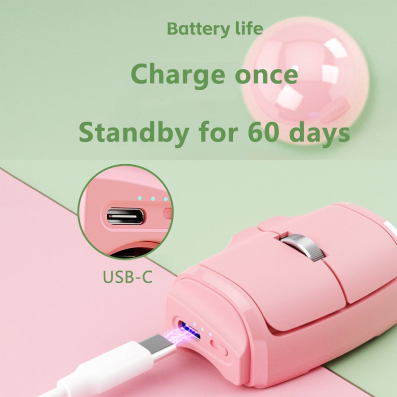 أداة موس مفاتيح حلقية لاسلكية متكثفة وحمولة بملكية ثنائية الوضع 2.4G+BT متوافقة مع أنظمة متعددة للاستخدام الأفقي والعمودي مثالية لأجهزة اللابتوب - Image 3