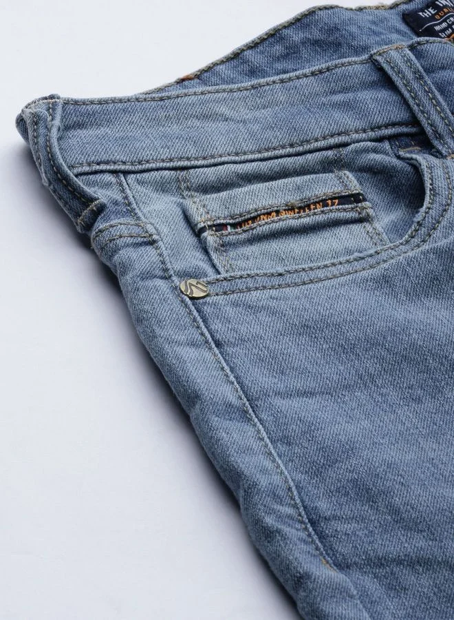شركة المرآب الهندية Men Slim Fit Solid Mid-Rise Stretchable Jeans