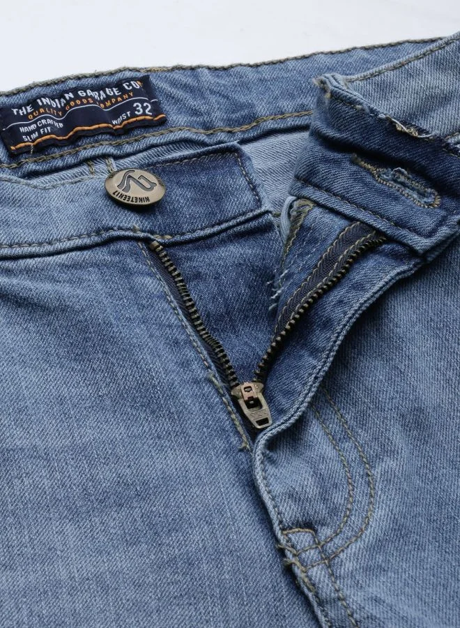 شركة المرآب الهندية Men Slim Fit Solid Mid-Rise Stretchable Jeans