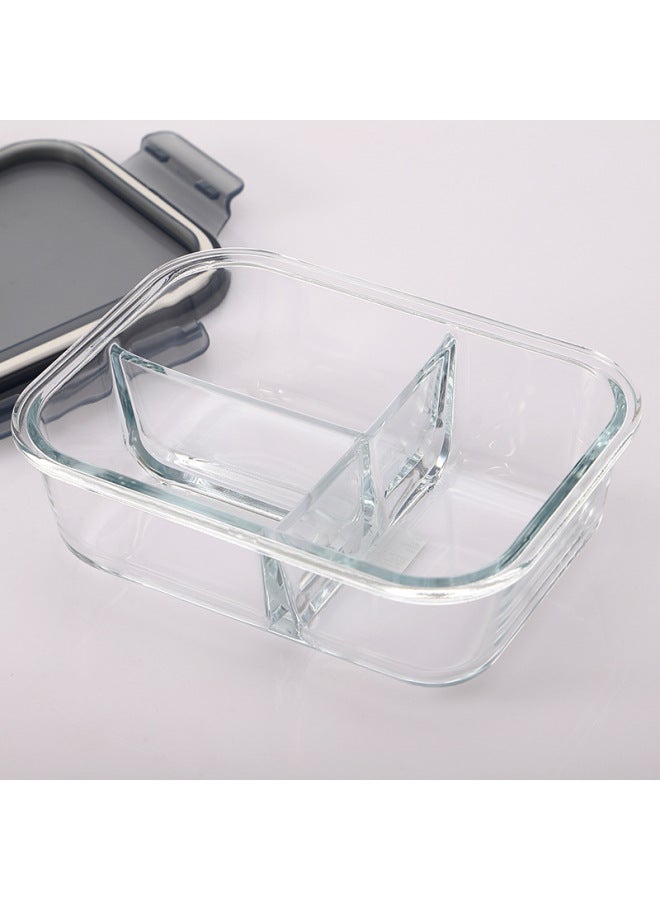 Green Apple High Boron Glass Lunch Box Divided Fresh-keeping Box Sealed Box Fruit Lunch Box Heat Resistant Lunch Box Microwave Oven-Specifications:GPK11-600(600ml Rectangular)  - Image 5