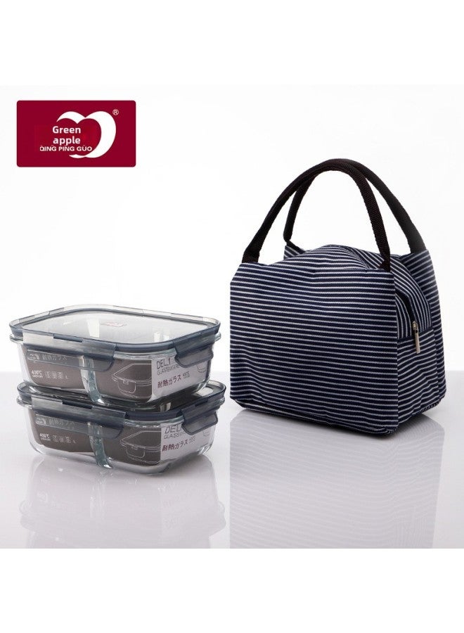 Green Apple High Boron Glass Lunch Box Divided Fresh-keeping Box Sealed Box Fruit Lunch Box Heat Resistant Lunch Box Microwave Oven-Specifications:GPK11-600(600ml Rectangular)  - Image 2
