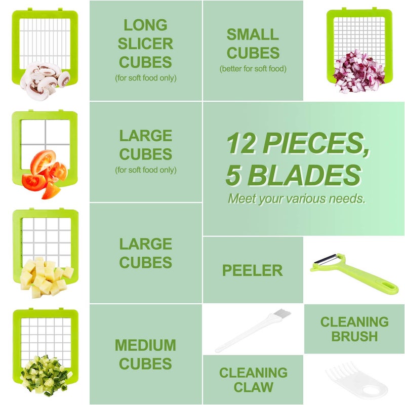 Sedhoom Direct Food Dicer Chopper 5 Blades, Onion Dicer Chopper, Kitchen Chopper, Fruit and Veggie Chopper for Vegetables Chopper, Food Prep Chopper, Light Green - Image 3