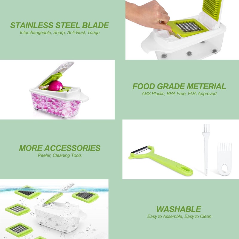 Sedhoom Direct Food Dicer Chopper 5 Blades, Onion Dicer Chopper, Kitchen Chopper, Fruit and Veggie Chopper for Vegetables Chopper, Food Prep Chopper, Light Green - Image 4