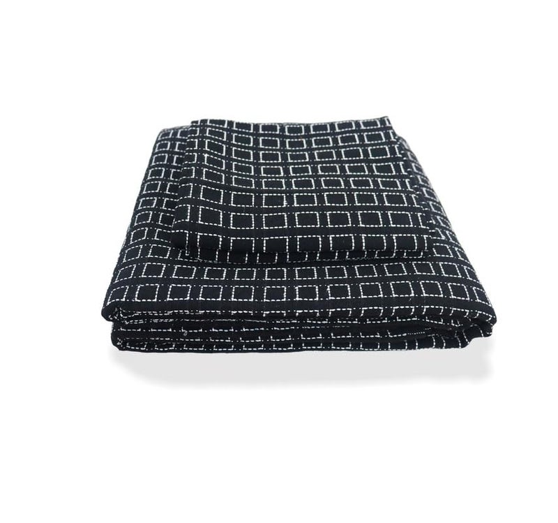 theindiglobal theindiglobal 210 TC Premium Handloom Cotton Double Bedsheet with 2 Pillow Covers Handwoven Quilted Bed Cover 90 X 104 Inches 240 GSM Black  - Image 1