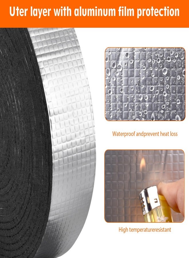 Allwin Pipe Insulation Wrap - 2" Wide X 33 Ft Outdoor Pipe Foam Insulation Tape Self Adhesive for Winter Freeze Protection Insulation Wrap- Aluminum Foil Finish - Image 3