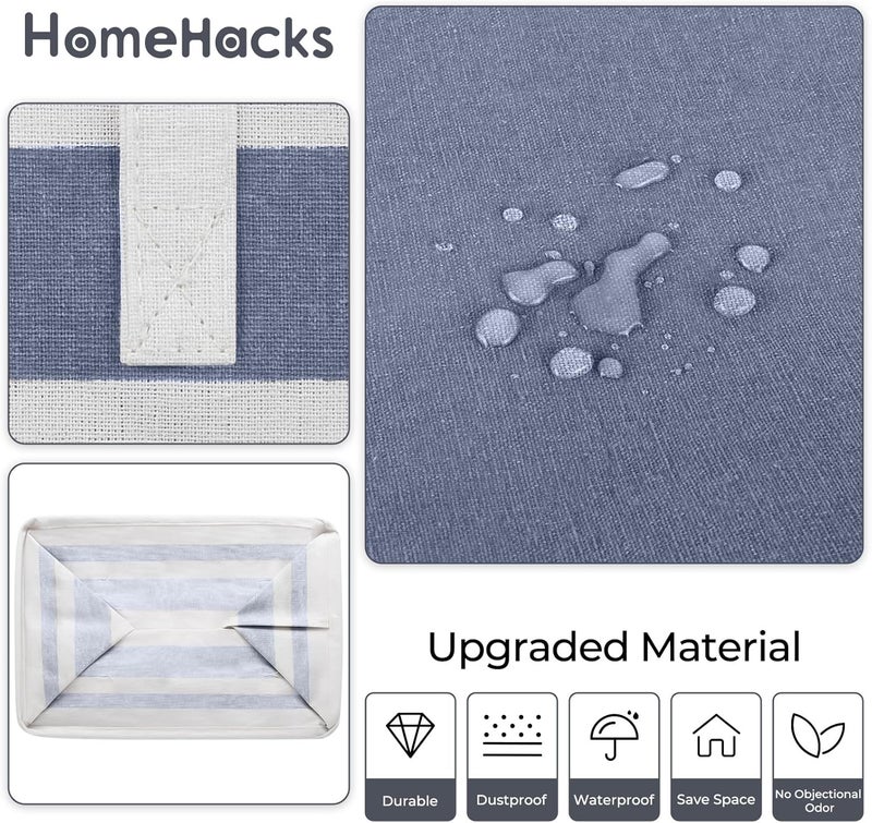 HomeHacks حزمة المزدوجة لسلة الغسيل الكبيرة، مقاومة للماء، سلة غسيل قائمة بذاتها، سلة ملابس طويلة قابلة للطي بمقابض ممتدة للملابس والألعاب في السكن الجامعي والعائلة (أزرق، 88 لتر) - Image 5