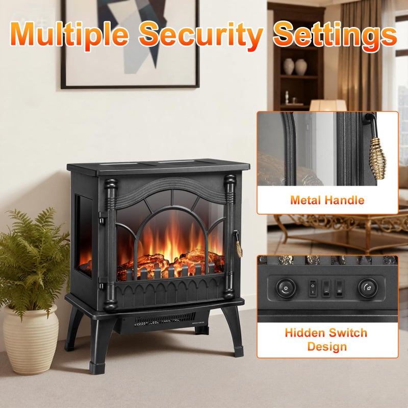 ZAFRO 23 inch Freestanding Electric Fireplace Stove | Thermostat Control, Low Noise, 5100 BTU, Overheat Protection, for Indoor Use - Image 5