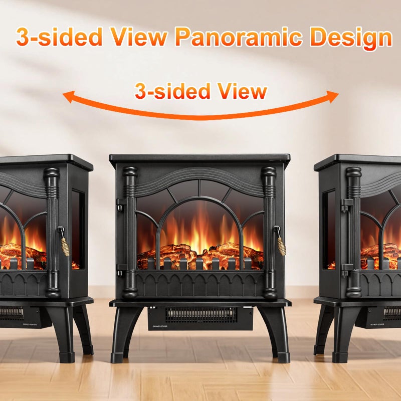 ZAFRO 23 inch Freestanding Electric Fireplace Stove | Thermostat Control, Low Noise, 5100 BTU, Overheat Protection, for Indoor Use - Image 3