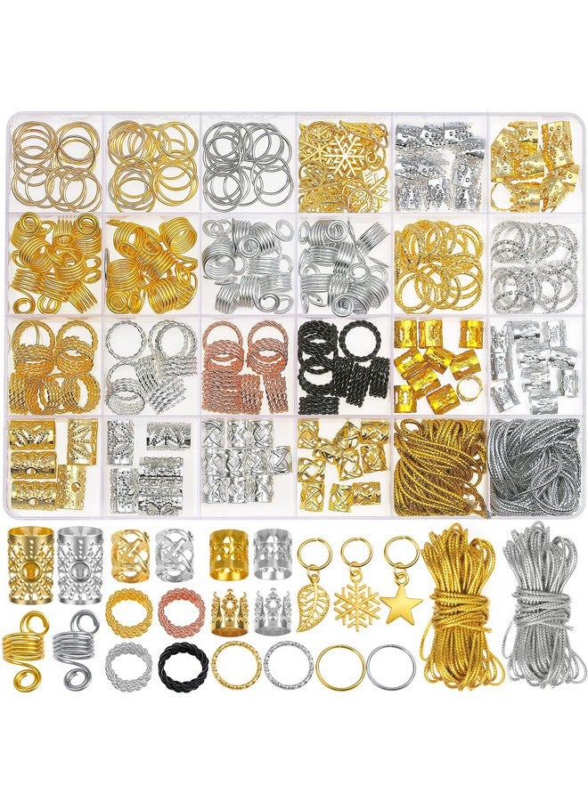 Jollidecor 259Pcs Hair Jewelry Accessories For Women Braids Hair Loc Wire Wrapped Adornment For Dreadlock Aluminum Beads Charms Gold Braids Ring Cuffs Clips With Pendants For Hair Decorations - Image 1