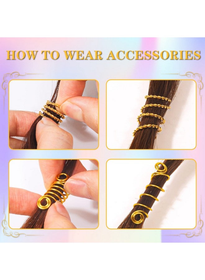 Jollidecor 259Pcs Hair Jewelry Accessories For Women Braids Hair Loc Wire Wrapped Adornment For Dreadlock Aluminum Beads Charms Gold Braids Ring Cuffs Clips With Pendants For Hair Decorations - Image 4