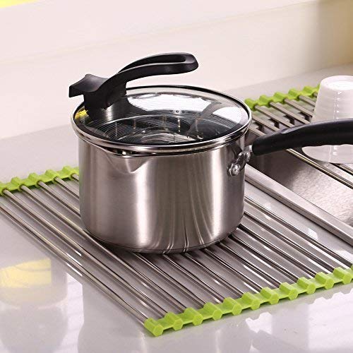 SCILLA Roll Up Foldable Over The Sink Multipurpose Dish Drying Drainer Adjustable Rack for Washing Dishes Utensils Crockery Fruits Vegetables Kitchen Stainless SteelMulticolor - Image 2