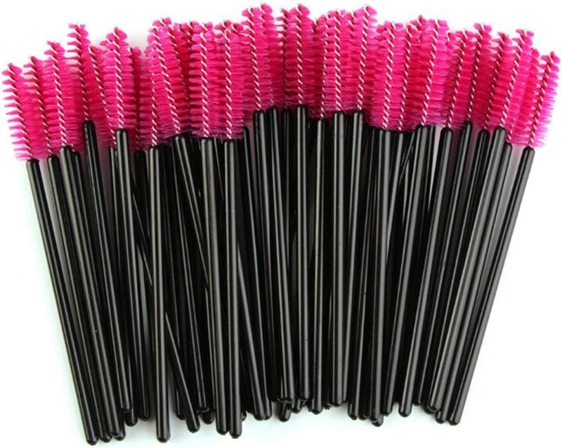 YHRY Mascara Wands Disposable 50Pcs Mascara Brushes for Travel, Crystal Eyelash Spoolies for Eyelash Extensions|Makeup|Eyebrow Comb-Red - Image 1