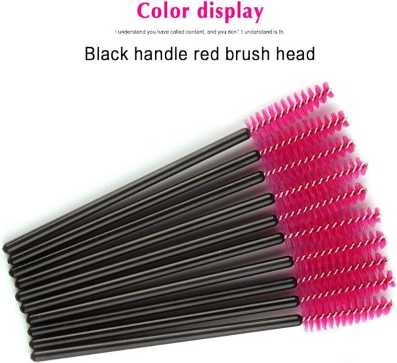 YHRY Mascara Wands Disposable 50Pcs Mascara Brushes for Travel, Crystal Eyelash Spoolies for Eyelash Extensions|Makeup|Eyebrow Comb-Red - Image 2