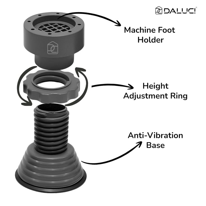 DALUCI Anti Vibration Pads for Washing Machine & Appliances – Heavy Duty Rubber Feet with Suction, Noise Reduction, Shock Absorber Base – Set of 4 Adjustable Pads for Washer, Dryer, Refrigerator - Image 2