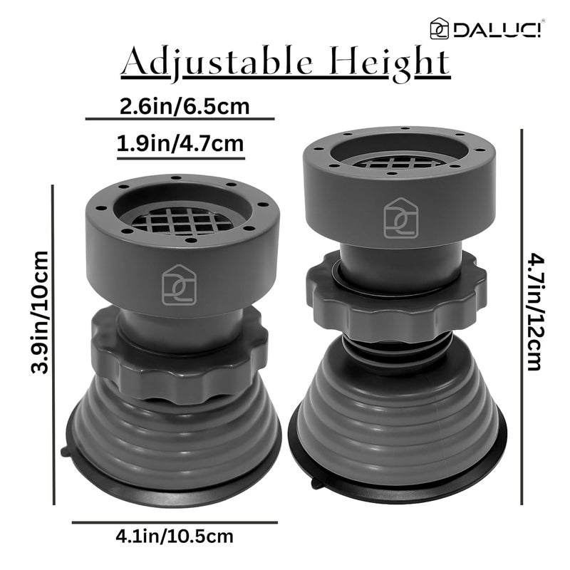 DALUCI Anti Vibration Pads for Washing Machine & Appliances – Heavy Duty Rubber Feet with Suction, Noise Reduction, Shock Absorber Base – Set of 4 Adjustable Pads for Washer, Dryer, Refrigerator - Image 3