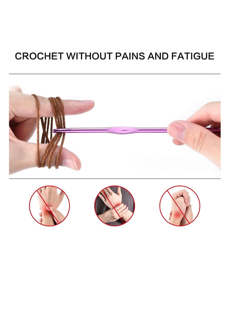 SYOSI Crochet Hook Set, 22 Pcs Knitting Needles Craft, Weave Yarn Set 0.6mm - 6.5mm, Large-Eye Blunt Needles, Stainless Steel Yarn Knitting Needles, Sewing Needles [Purple Travel Bag] - Image 3