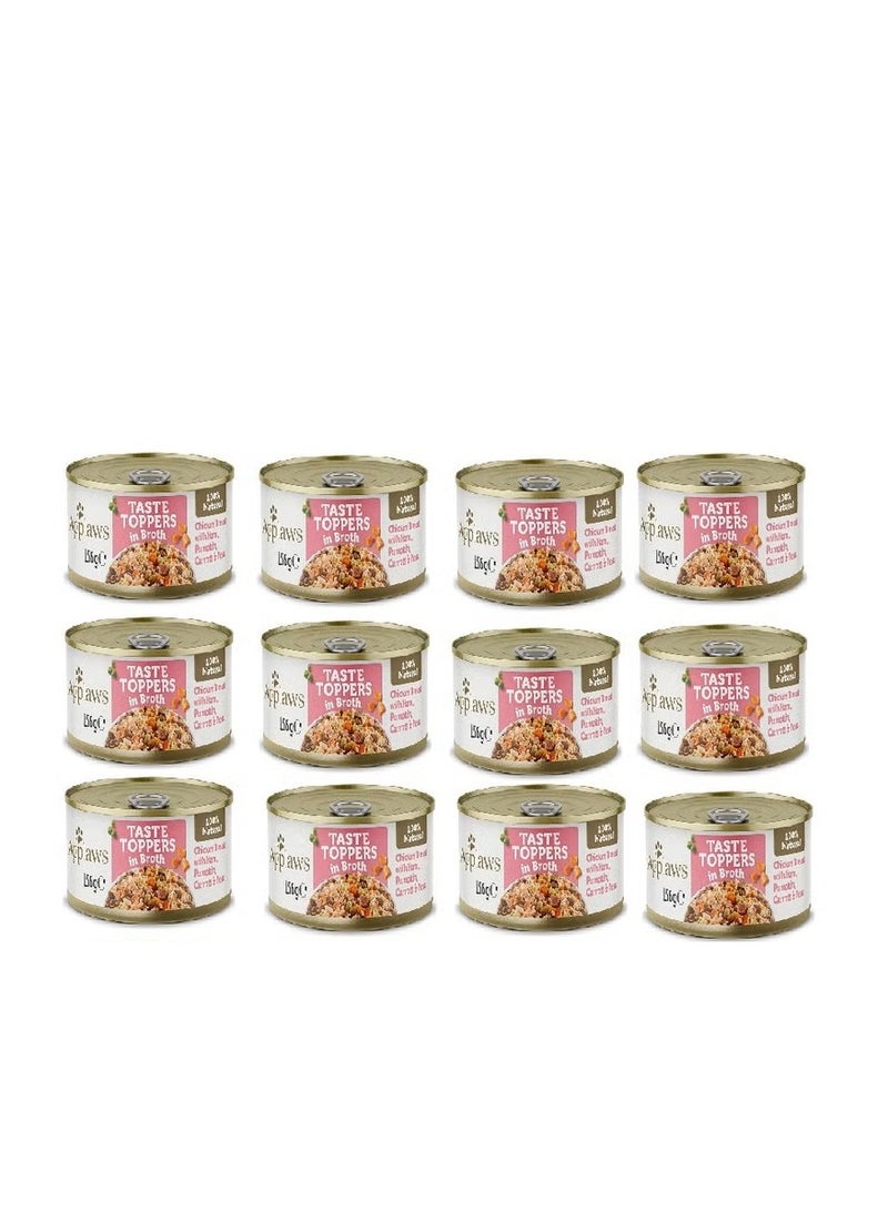 Applaws Taste Toppers in Broth Chicken with Ham & Vegetables Wet Dog Food 156g Tin - 12pcs - Image 1