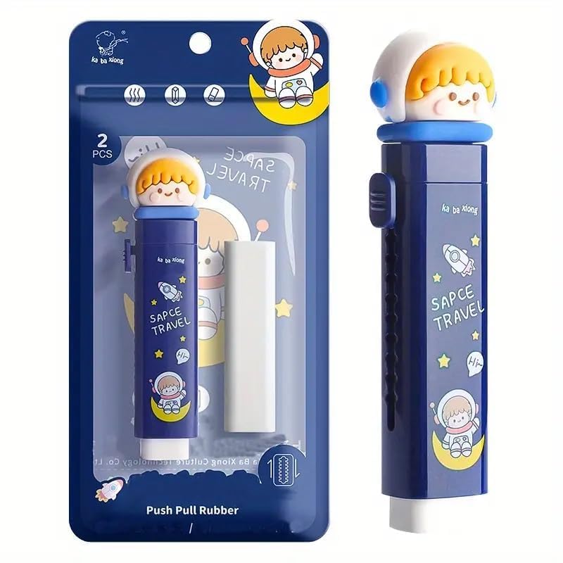 DEOXY 24 Pcs Pencil and Pack of 2 Space Cutter Shaped Eraser for Kids, Stationary Set, Rubber, Kawaii Erasers, Fancy Erasers for Birthday Return Gift (Pencil + Space) - Image 2