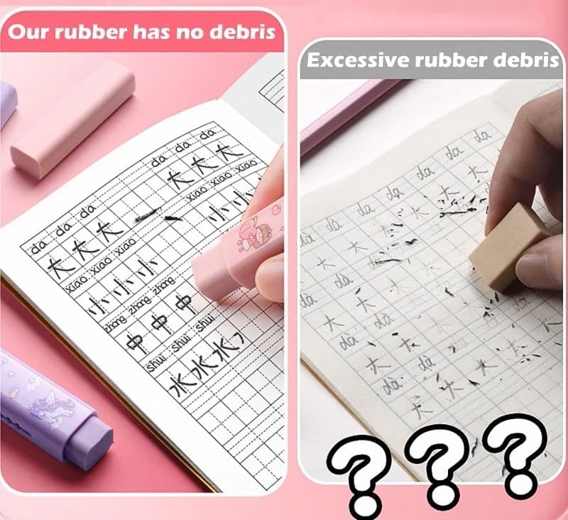 DEOXY 24 Pcs Pencil and Pack of 2 Space Cutter Shaped Eraser for Kids, Stationary Set, Rubber, Kawaii Erasers, Fancy Erasers for Birthday Return Gift (Pencil + Space) - Image 5