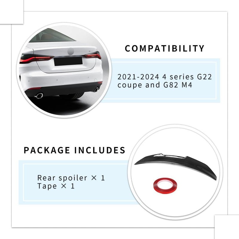 XPHAZZ Real Carbon Fiber G82 / G22 Spoiler PSM-Style for 2021-2025 4-Series G22 Coupe / M4 G82 - Image 2