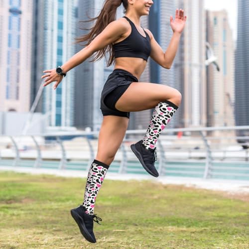 Figtihw Cow Compression Socks Knee High Support Socks For Women Men Running Athletic Hiking - Image 3