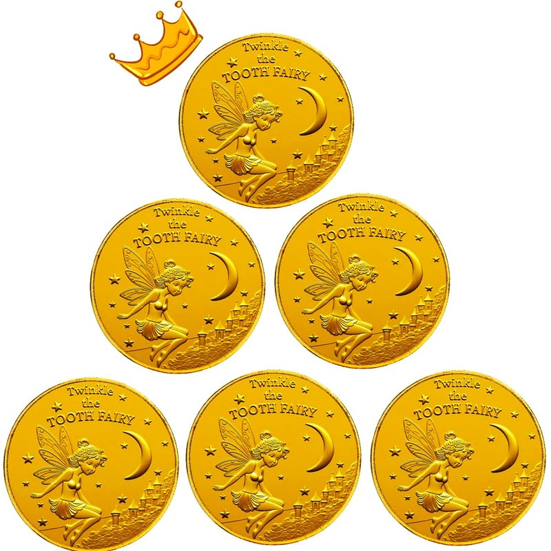 PAMBO Tooth Fairy Coins for Lost Tooth Kids with Gold-Plated,1.7Inch, Set of 6 - Image 1