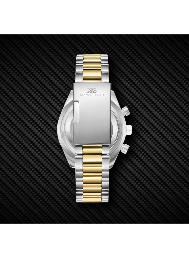 Kenneth Scott white Men's Stainless Steel Chrono & Multi Function Watch K23150-TBTW - 42 mm for Men | Best Price UAE