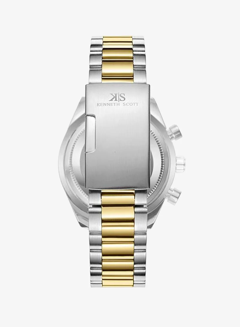 Kenneth Scott white Men's Stainless Steel Chrono & Multi Function Watch K23150-TBTW - 42 mm for Men | Best Price UAE