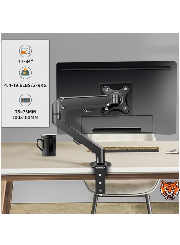 TIGER Monitor Arm Desk Mount Stand – Adjustable VESA Gas Spring Arm for 17-30 Inch Screens, Supports 4.4 to 19.8 lbs, with Clamp and Grommet Mount, Fits Computer Screens Up to 30 Inch (M5B)  - Image 2