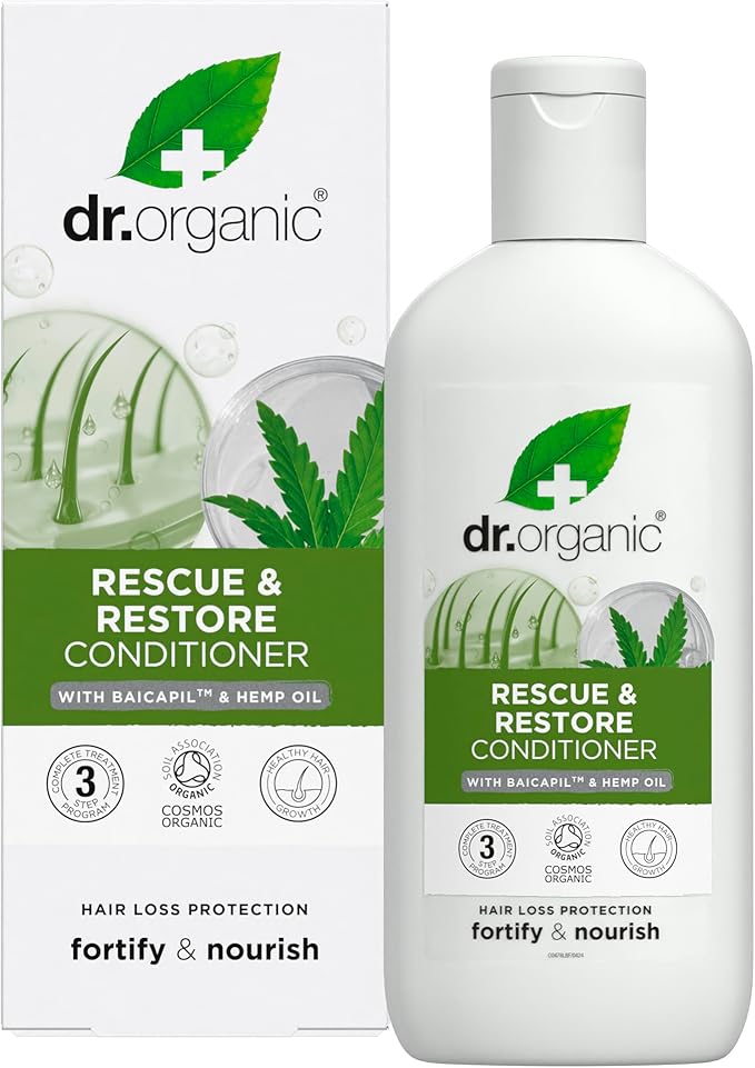 dr.organic بلسم إنقاذ زيت القنب من دكتور أورجانيك لاستعادة الشعر الناعم للرجال والنساء طبيعي نباتي خالي من القسوة خالي من البارابين SLS 265 مل قد يختلف التعبئة والتغليف - Image 1