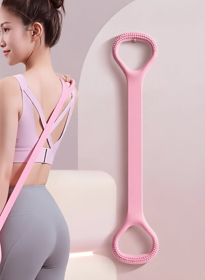 ZHONGOU Pink Integrated Silicone Figure 8 Resistance Band - 8-Shaped Yoga Stretch Strap for Posture Correction & Body Shaping - Image 1