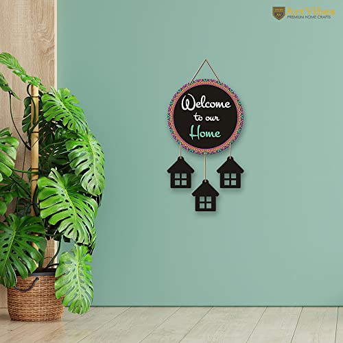 Artvibes Welcome To Our Home Wooden Wall Hanger for Gateway | Decor Hanging Ornaments | Door Quotes Hanging | Wall Poster | Modern Decor Items | Gift Items for Home Decor | Wall Accent (WH_7201N) - Image 4