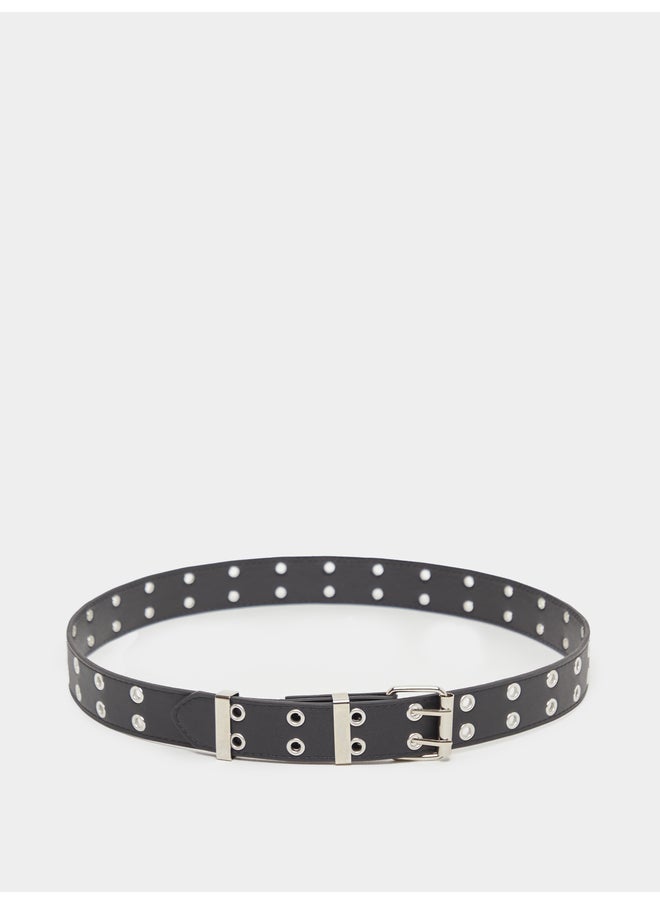Styli Styli Black Solid Double Pin Buckle Belt  - Image 2