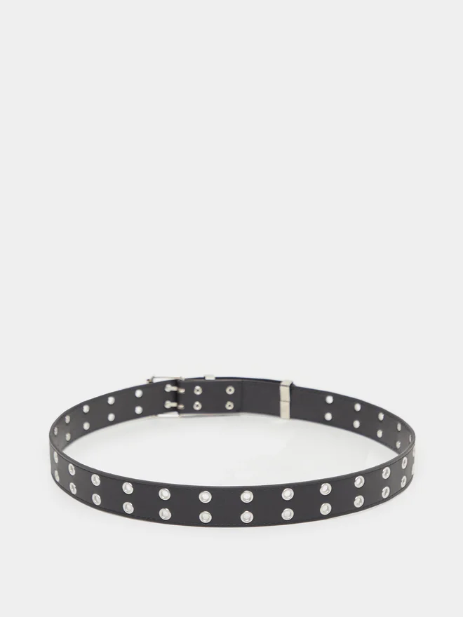 Styli Styli Black Solid Double Pin Buckle Belt