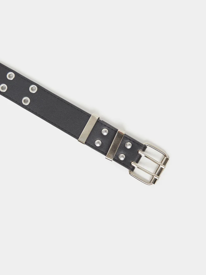 Styli Styli Black Solid Double Pin Buckle Belt