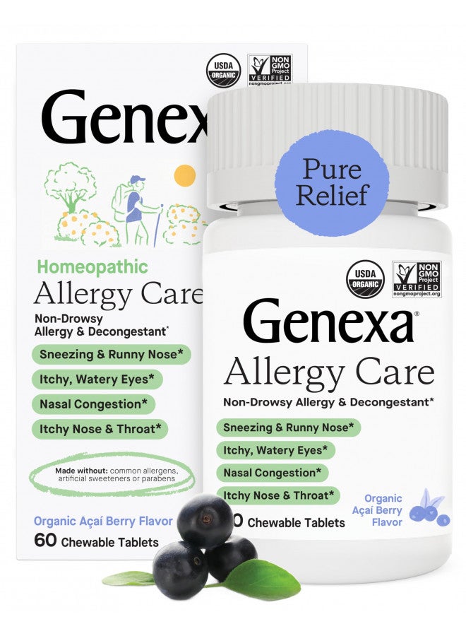 Genexa Allergy Care - 60 Tablets - Multi-Symptom Allergy Remedy - Certified Vegan, Organic, Gluten Free & Non-GMO - Homeopathic Remedies  - Image 1